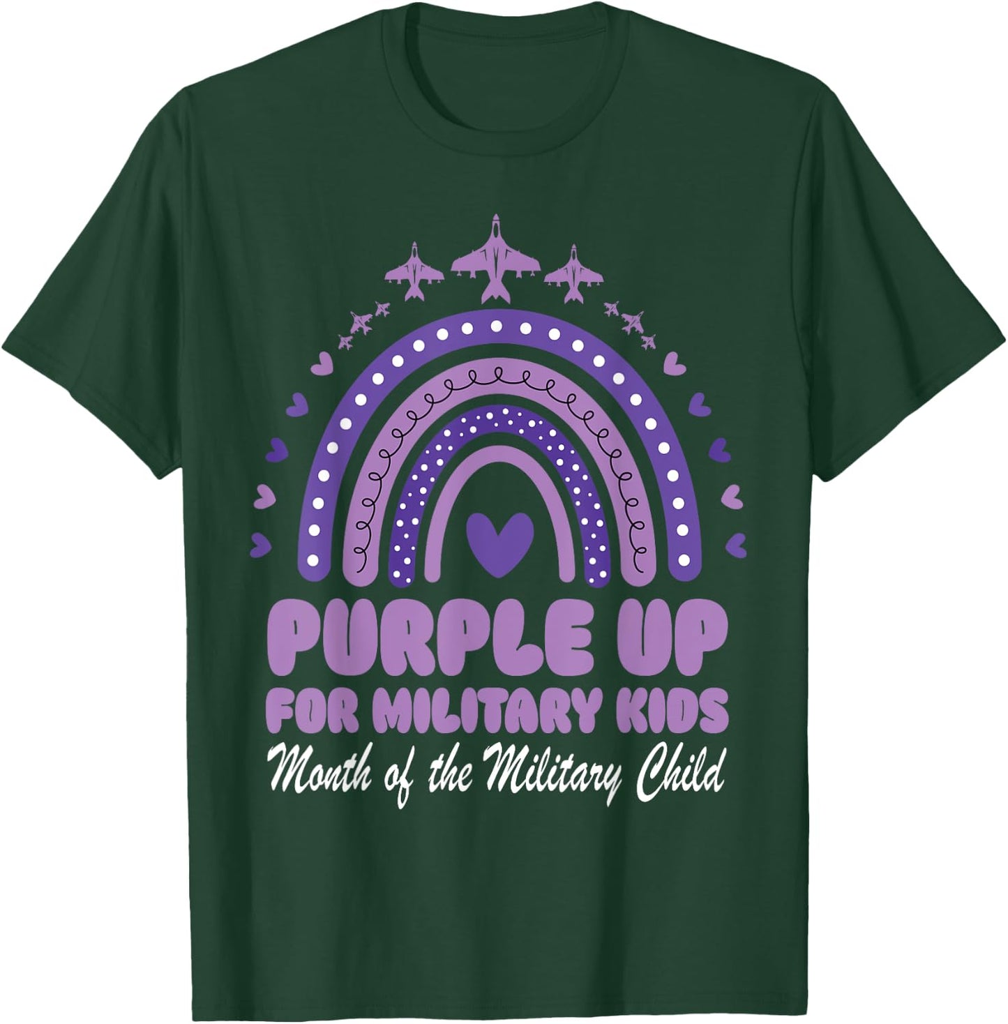 Purple Up for Military Kids, Rainbow Month of Military Child T-Shirt - T-Shirt | Forest