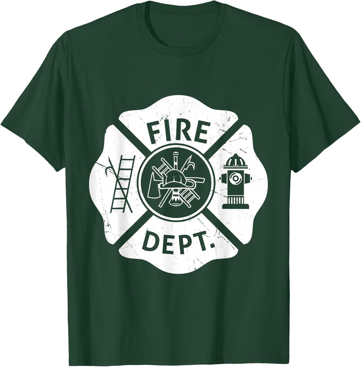 Fire Department Logo Uniform Fireman Symbol Firefighter Gear T-Shirt - T-Shirt | Forest