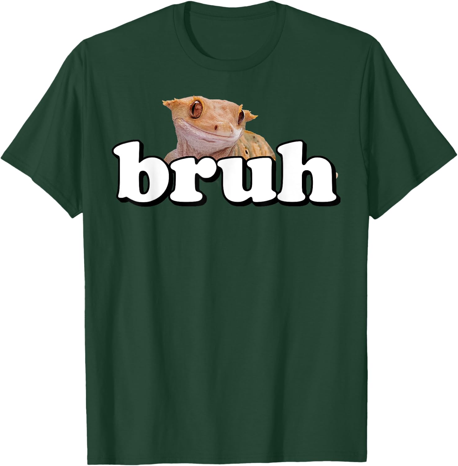 Funny Meme Saying Bruh With Crested Gecko Teens Boys Men T-Shirt - T-Shirt | Forest