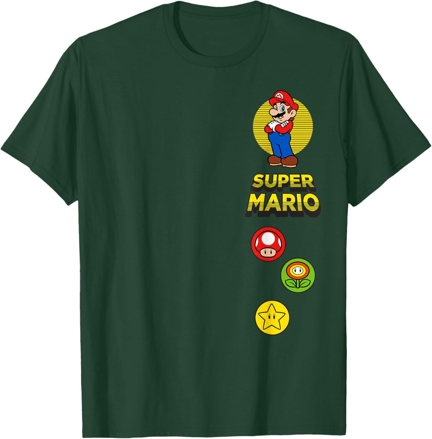 Super Mario Bros Power Up Vintage Game Icons T-Shirt - T-Shirt | Forest