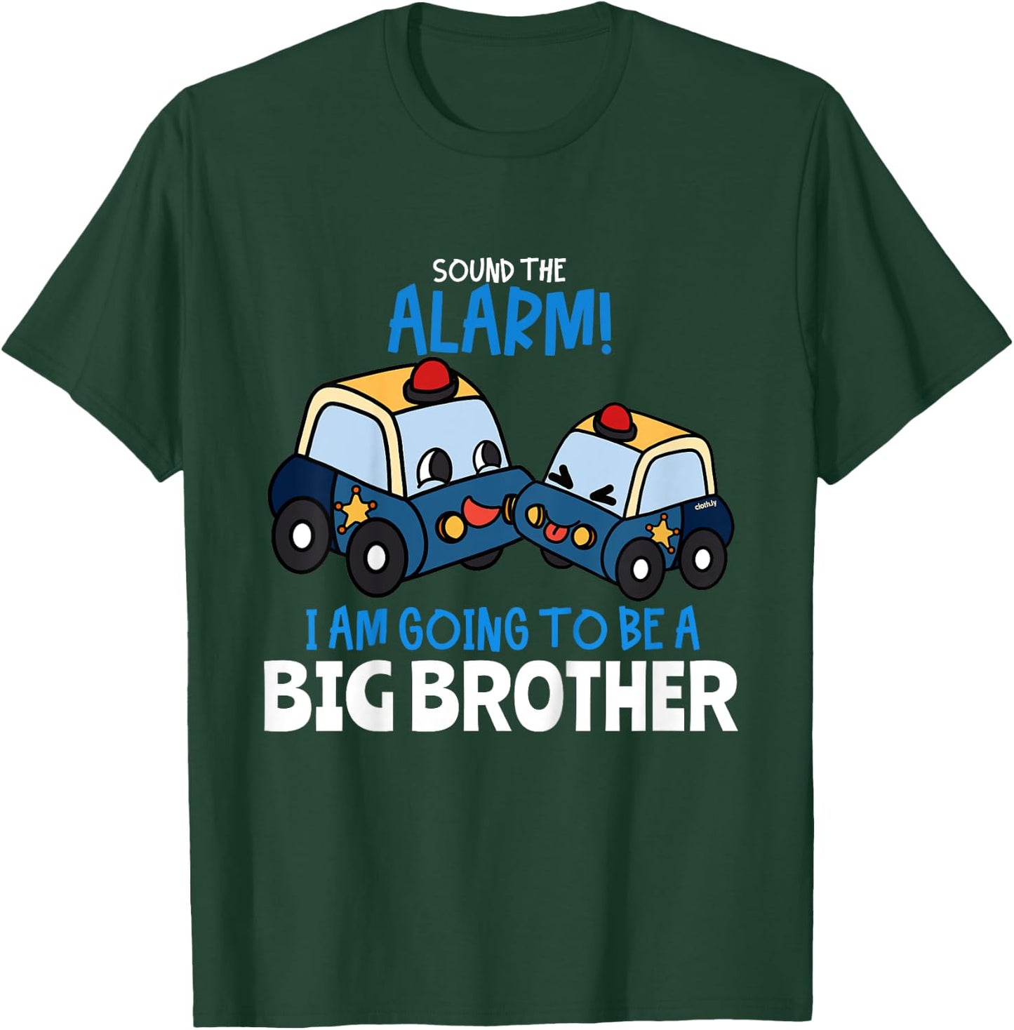 Kids Big Brother Police Car Gift Sound the Alarm Toddler T-Shirt - T-Shirt | Forest
