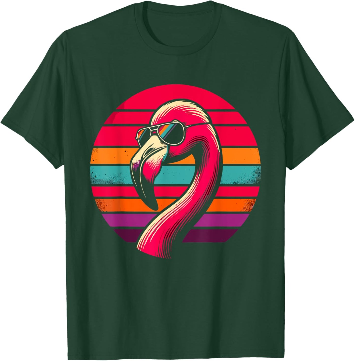 Retro Flamingo with Sunglasses T-Shirt - T-Shirt | Forest