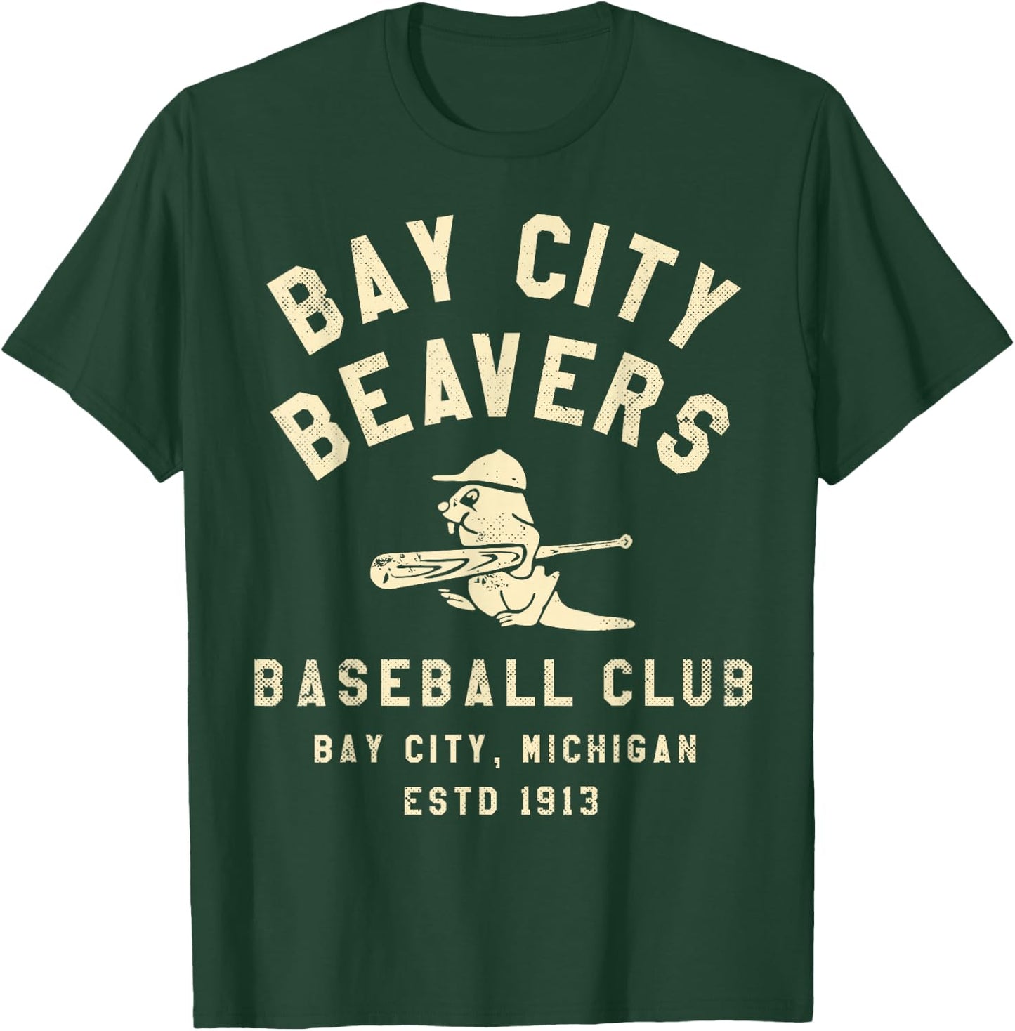 Bay City Beavers Michigan Vintage Defunct Baseball T-Shirt - T-Shirt | Forest