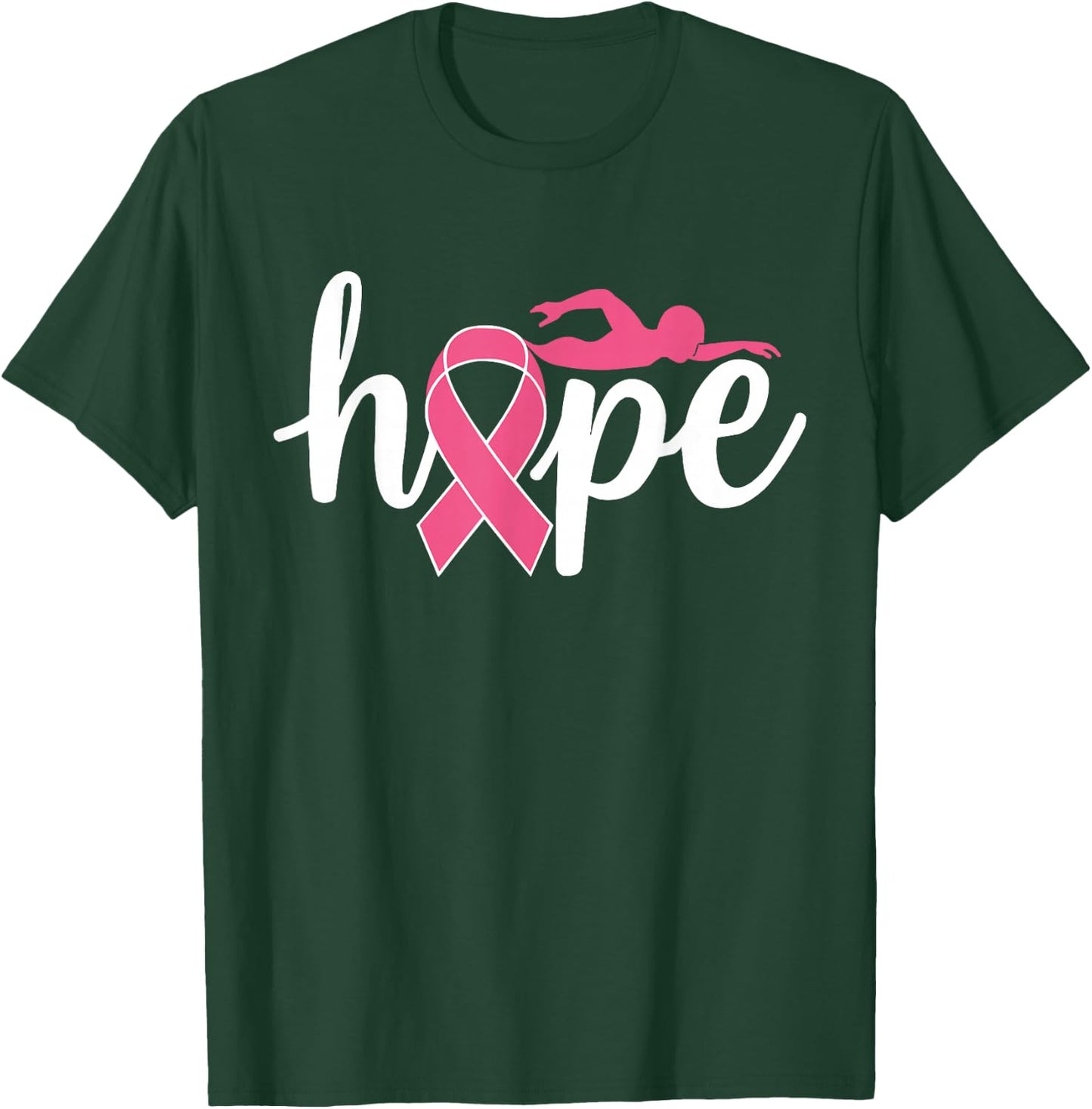 Swimming Breast Cancer Awareness Month Pink Ribbon T-Shirt - T-Shirt | Forest