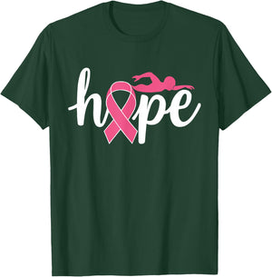 Swimming Breast Cancer Awareness Month Pink Ribbon T-Shirt - T-Shirt | Forest