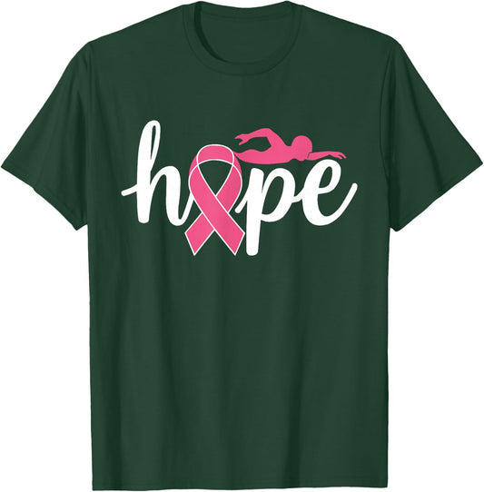 Swimming Breast Cancer Awareness Month Pink Ribbon T-Shirt - T-Shirt | Forest