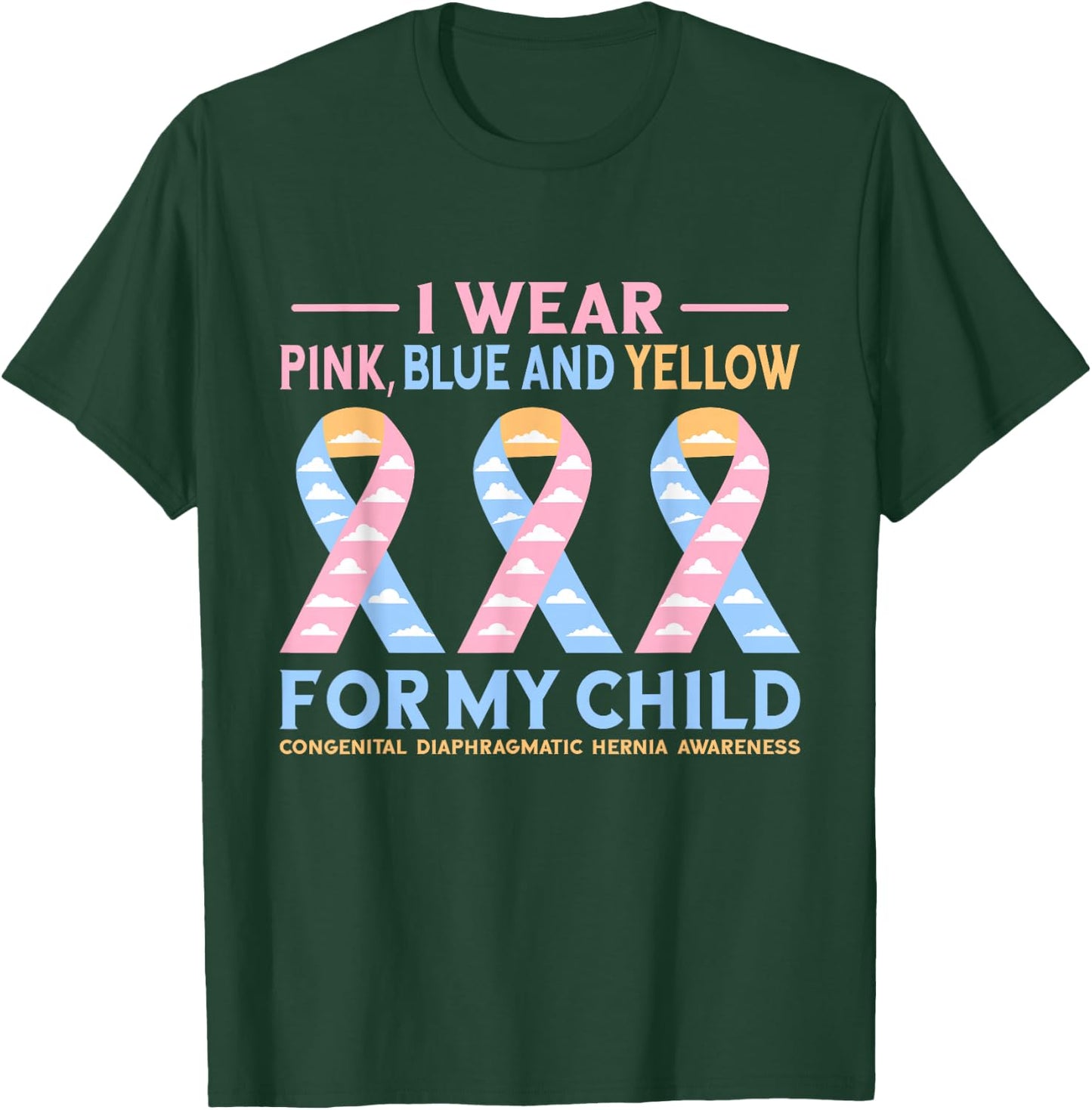 Pink Blue Yellow Congenital Diaphragmatic Hernia Awareness T-Shirt - T-Shirt | Forest