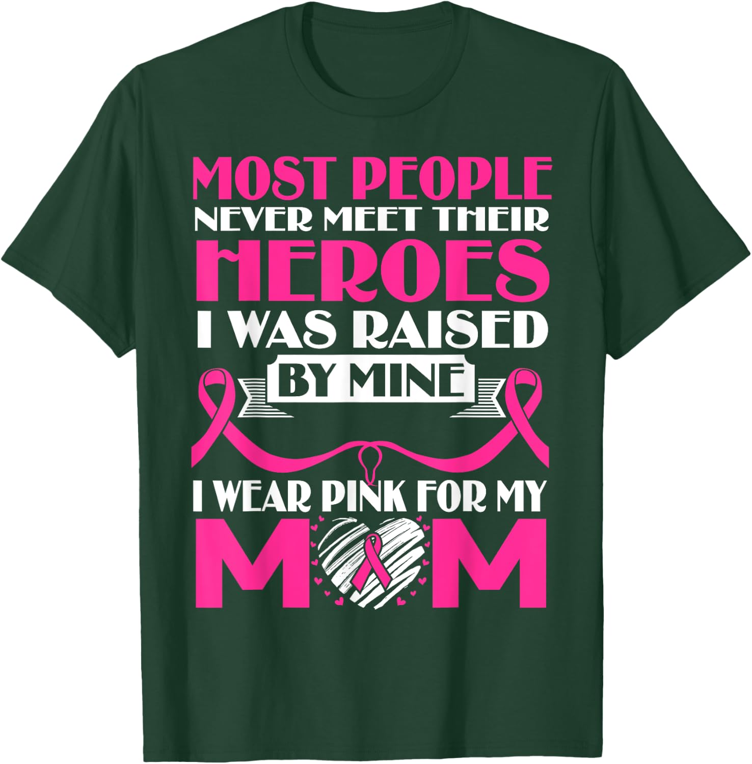 My Heroes I Wear Pink For My Mom Breast Cancer Awareness T-Shirt - T-Shirt | Forest