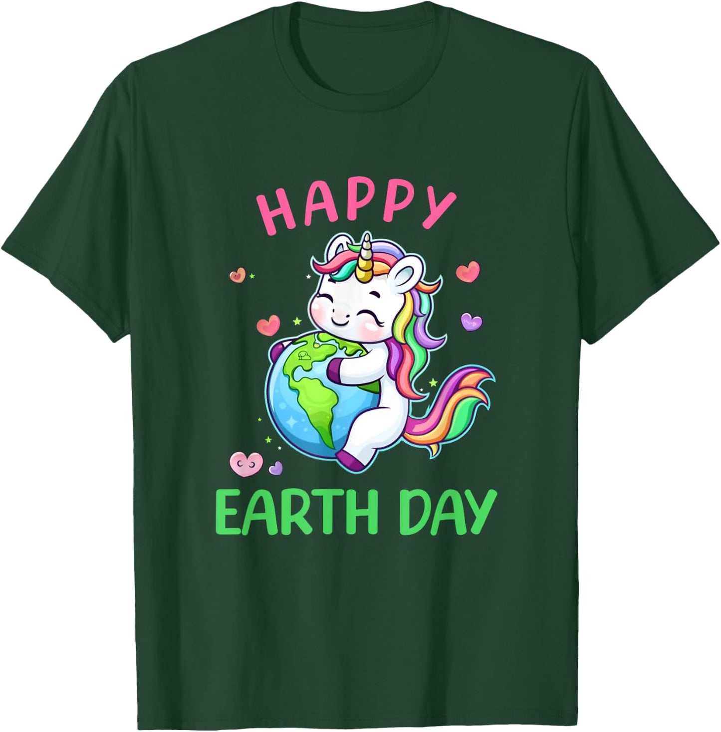 Cute Unicorn Happy Earth Day Groovy Women Girls Kids T-Shirt - T-Shirt | Forest