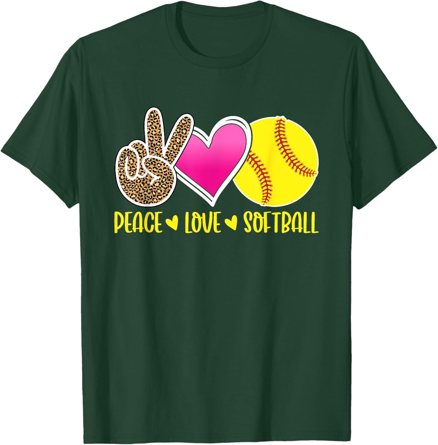 Peace Love Softball For Teen Girls | Peace Love Play T-Shirt - T-Shirt | Forest