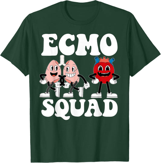Retro ECMO Nurse Squad Ecmo Specialist Crew Cvicu ICU Peds T-Shirt - T-Shirt | Forest