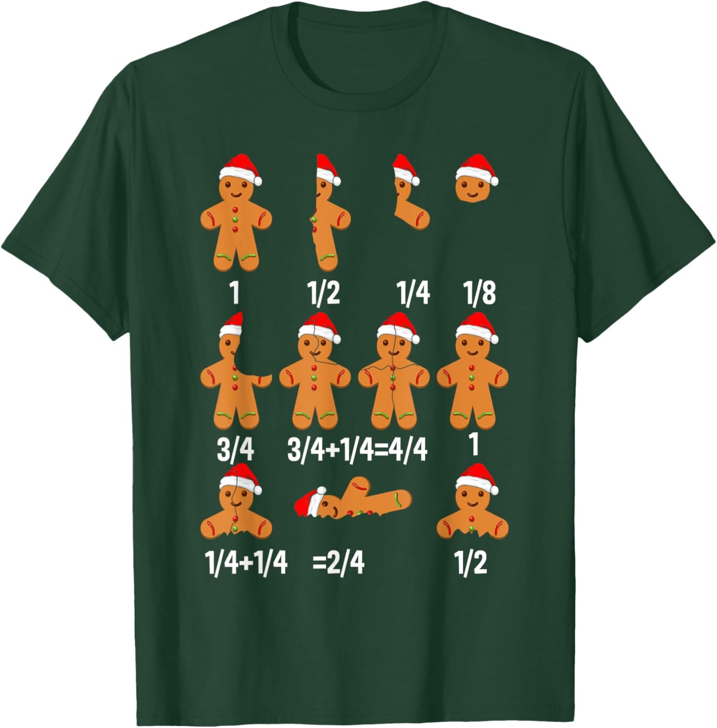 Christmas Math Teacher Equation Gingerbread With Santa Hat Women Girls Kids T-Shirt - T-Shirt | Forest