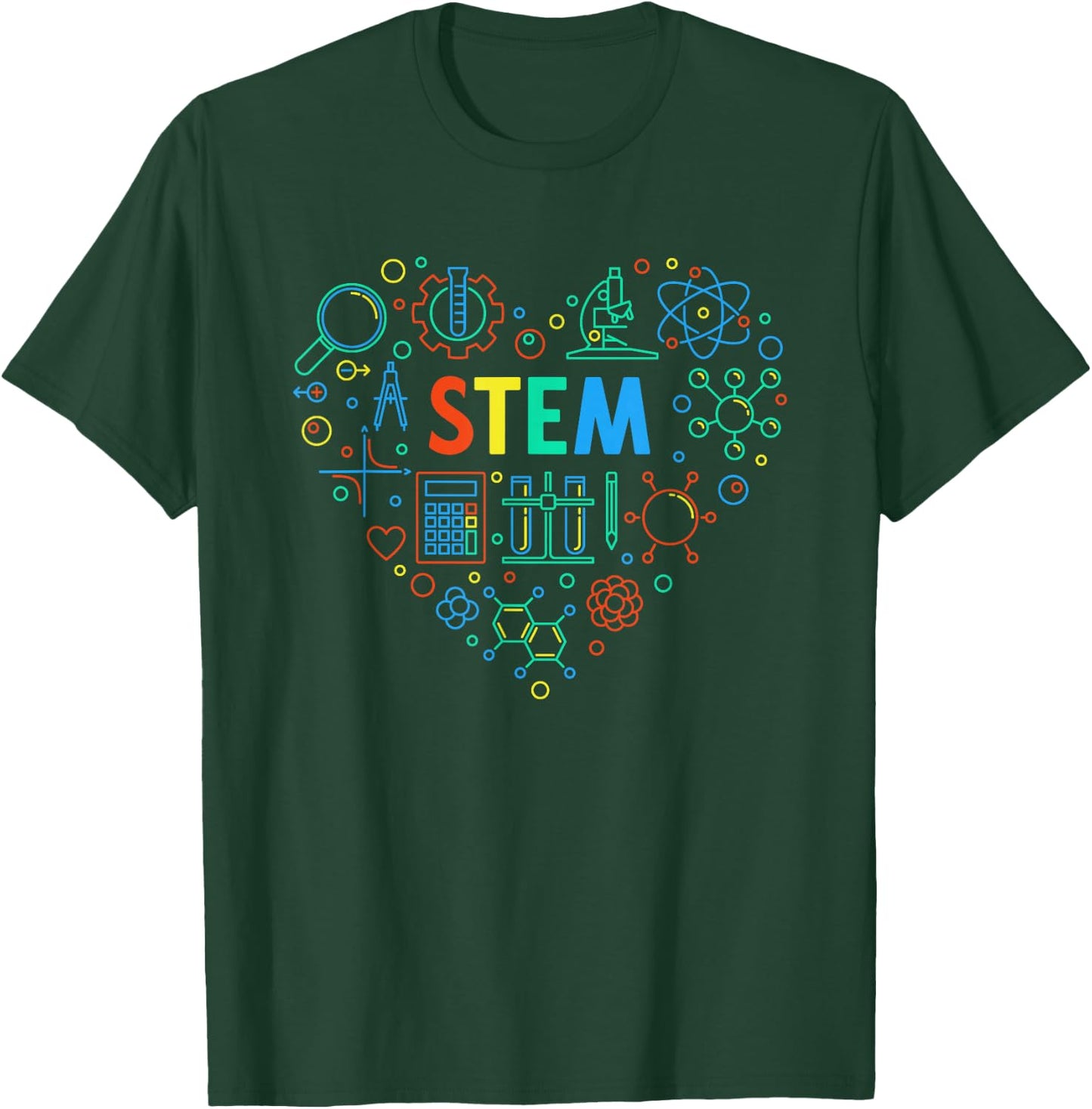 STEM Heart - Science, Technology, Engineering Math Teachers T-Shirt - T-Shirt | Forest