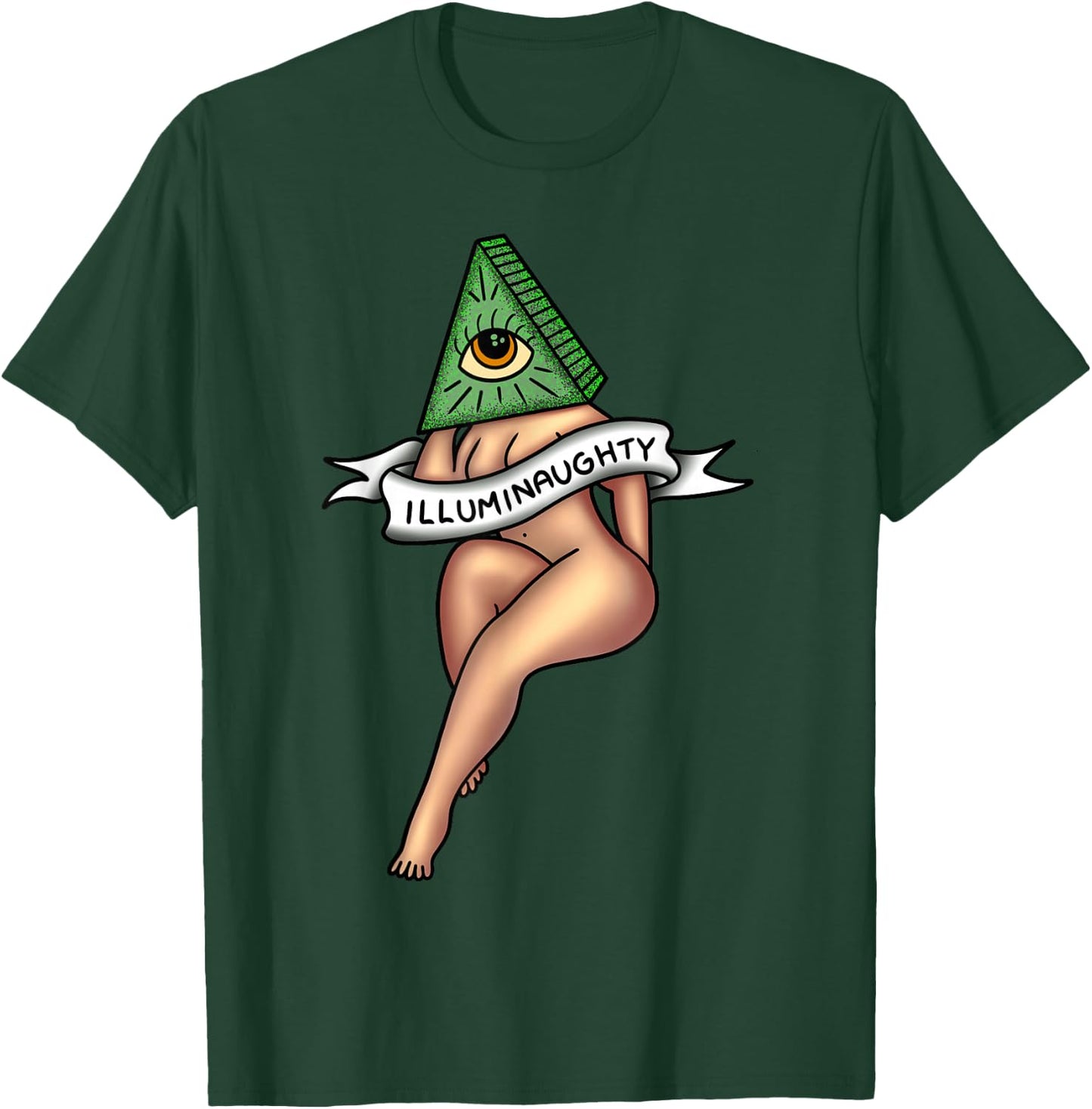 Sexy Girl x Illuminaughty x Illuminati Occult Tattoo Flash T-Shirt - T-Shirt | Forest