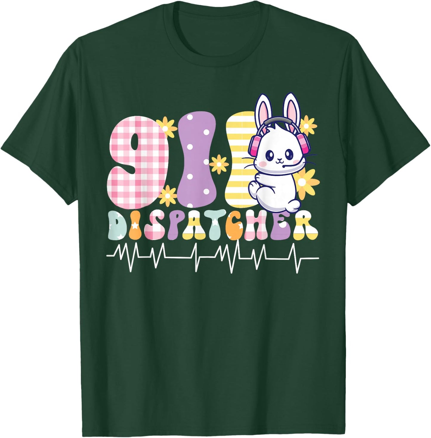 911 Dispatcher Thin Gold Yellow Line Easter 911 Dispatcher T-Shirt - T-Shirt | Forest