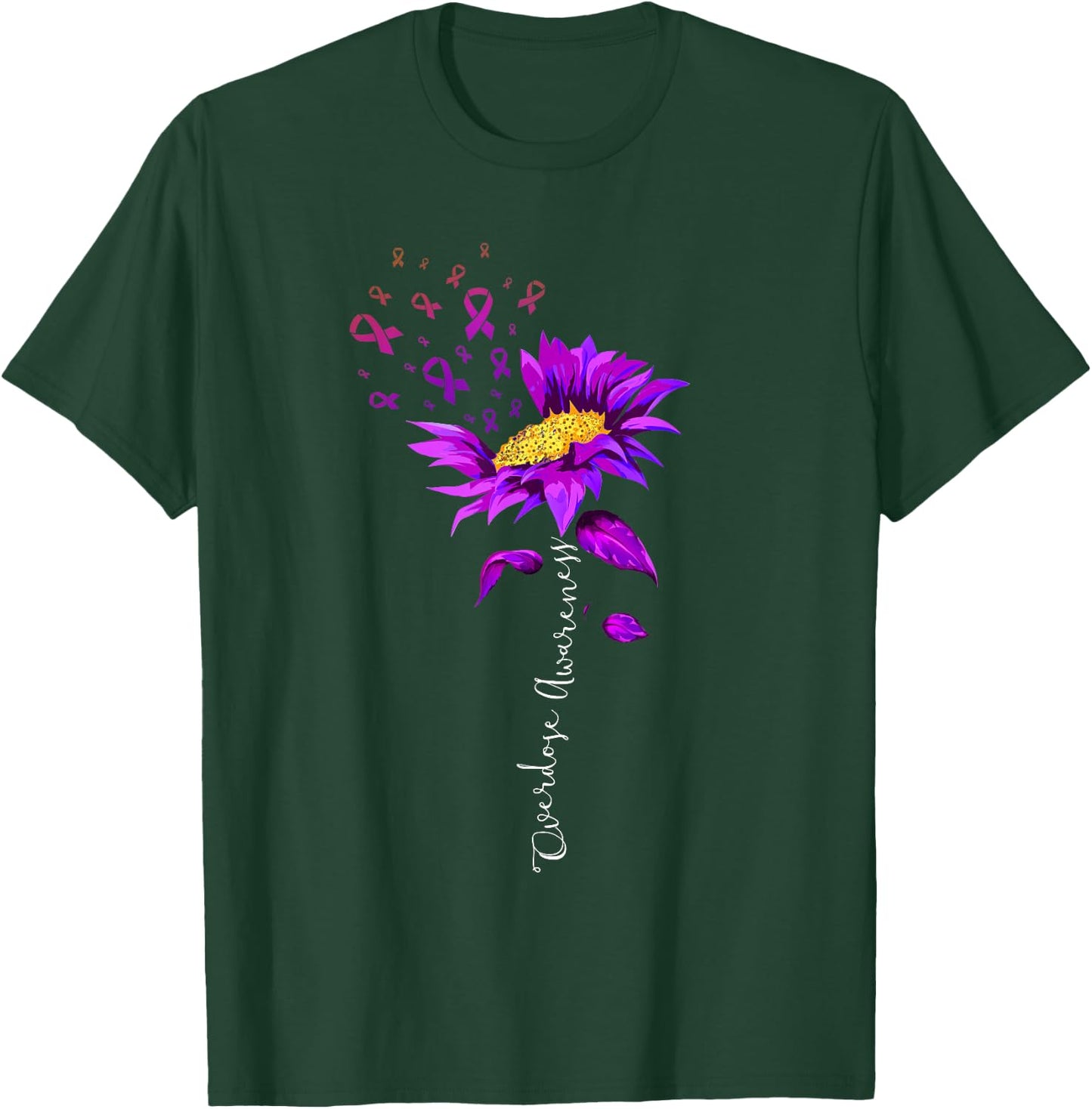 Overdose Awareness Month Sunflower Purple Ribbon T-Shirt - T-Shirt | Forest
