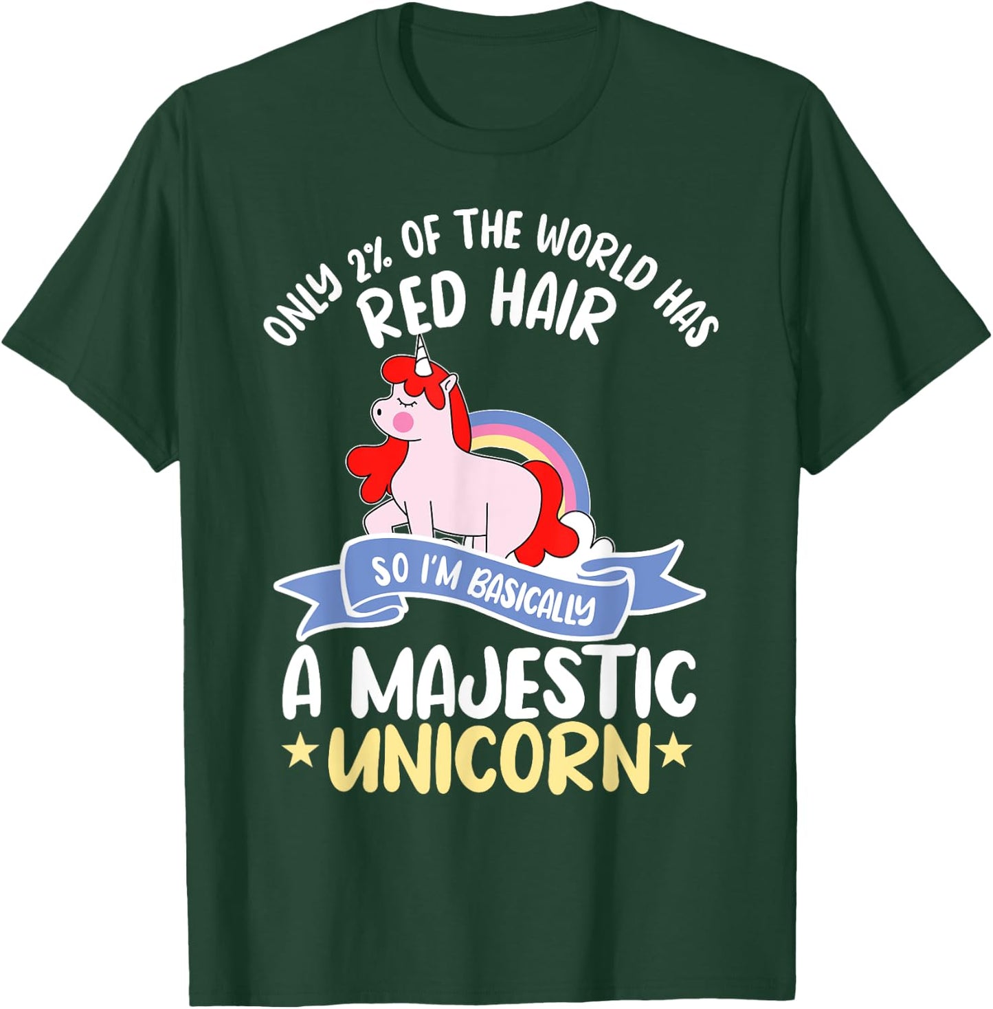 Only 2% Of The World Has Red Hair Unicorn Ginger Redhead T-Shirt - T-Shirt | Forest