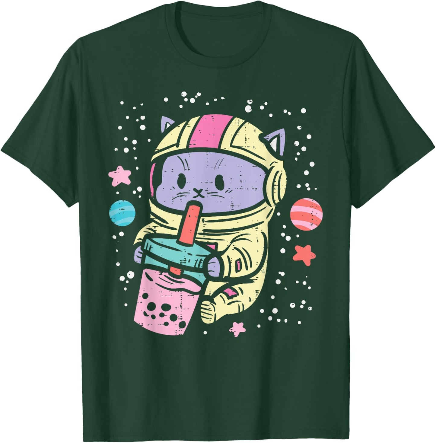 Cat Astronaut Boba Bubble Tea Kawaii Boys Girls Kids Toddler T-Shirt - T-Shirt | Forest