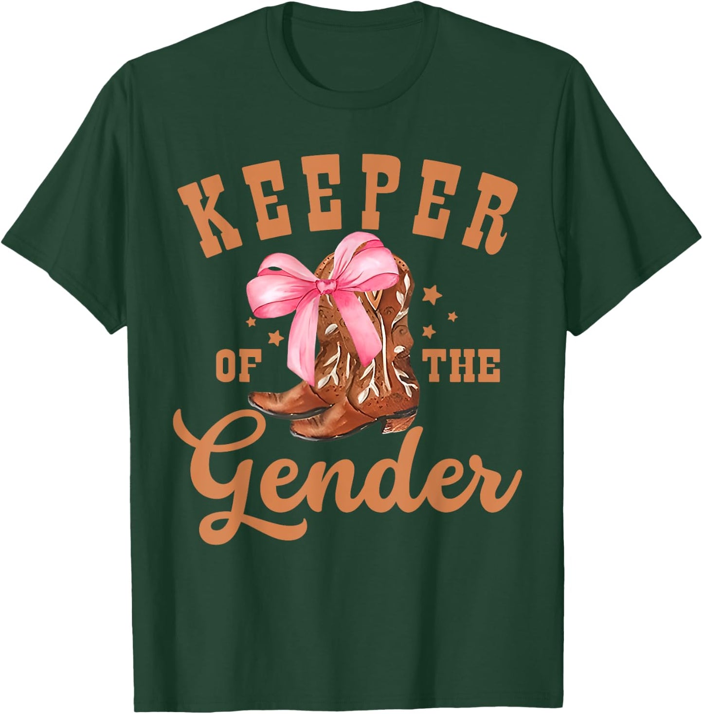 Keeper of The Gender Bow Or Cowboy Boot Gender Reveal T-Shirt - T-Shirt | Forest