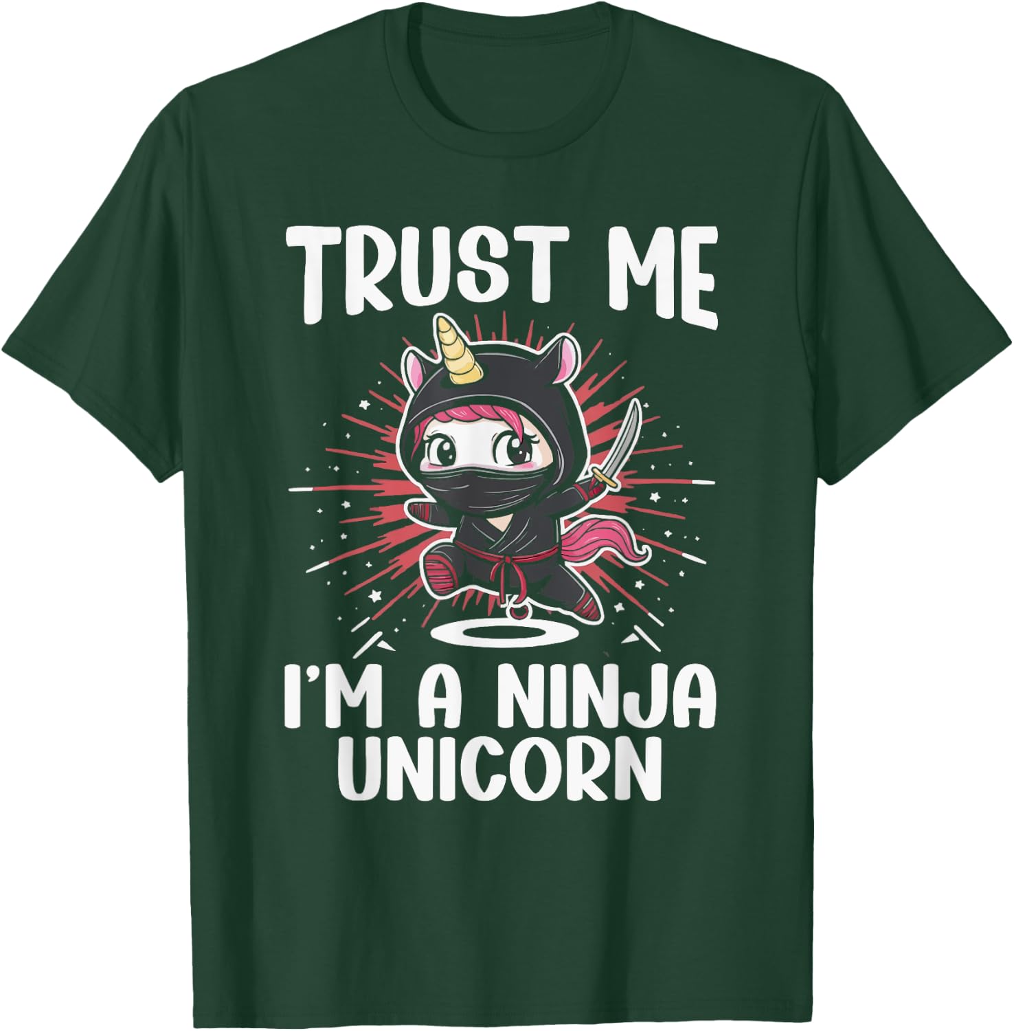 Ninjacorn Unicorn Lover Shuriken Kunai Shinobi Ninja T-Shirt - T-Shirt | Forest