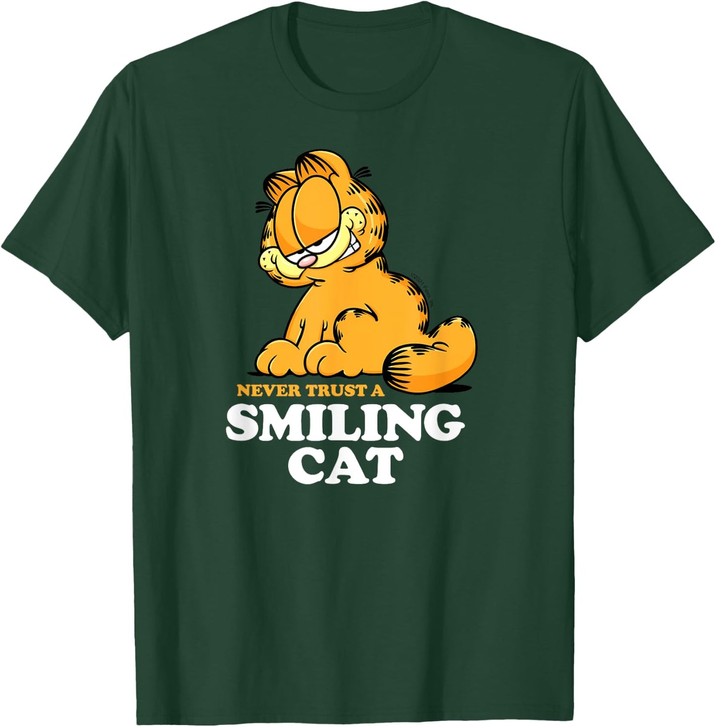 Garfield - Never Trust A Smiling Cat Sarcastic Graphic T-Shirt - T-Shirt | Forest