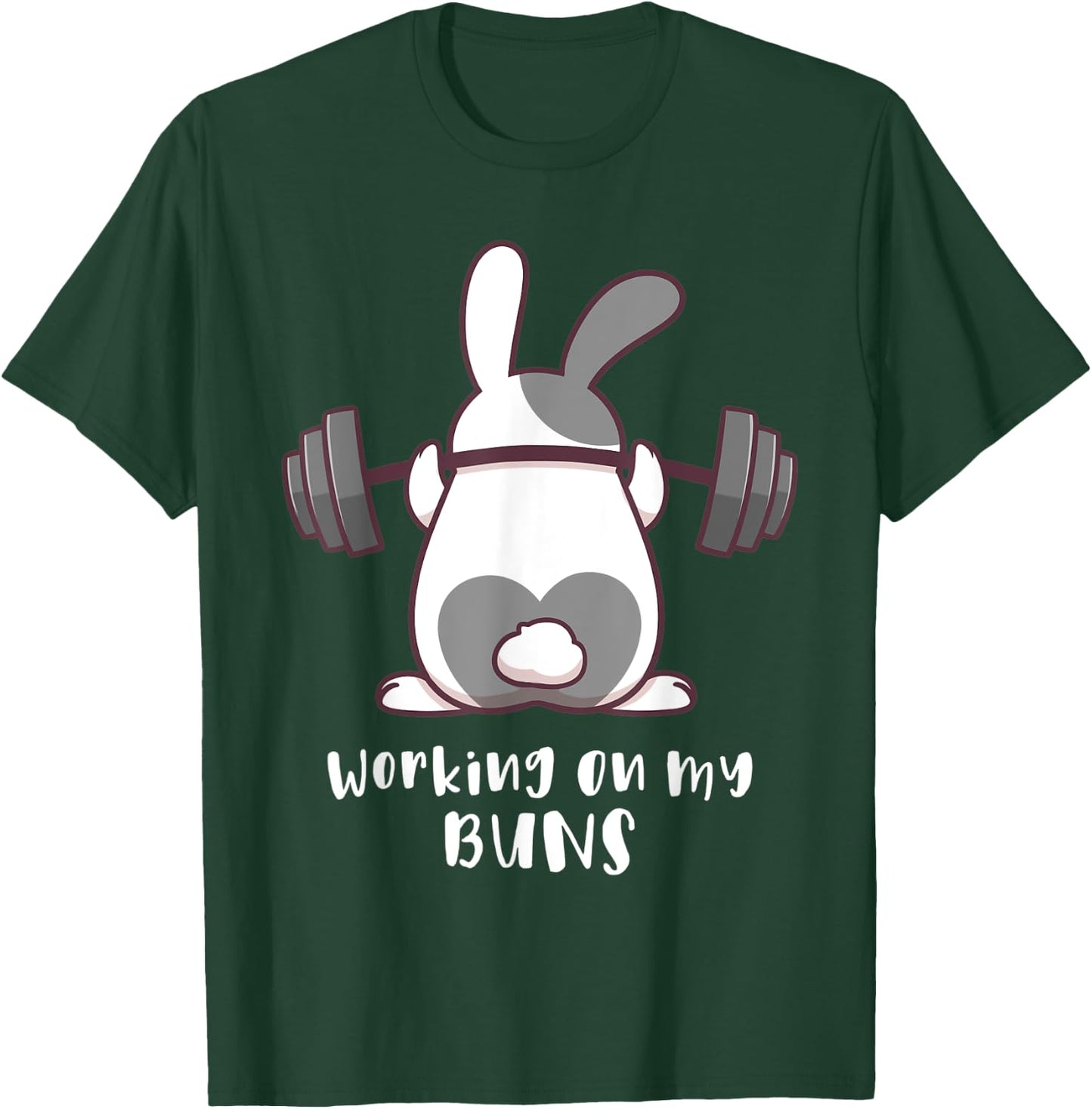 Working On My Buns Bunny Workout Gym Pun Gift Cute T Shirt T-Shirt - T-Shirt | Forest
