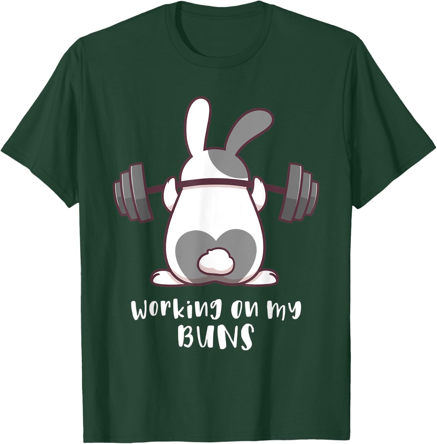 Working On My Buns Bunny Workout Gym Pun Gift Cute T Shirt T-Shirt - T-Shirt | Forest