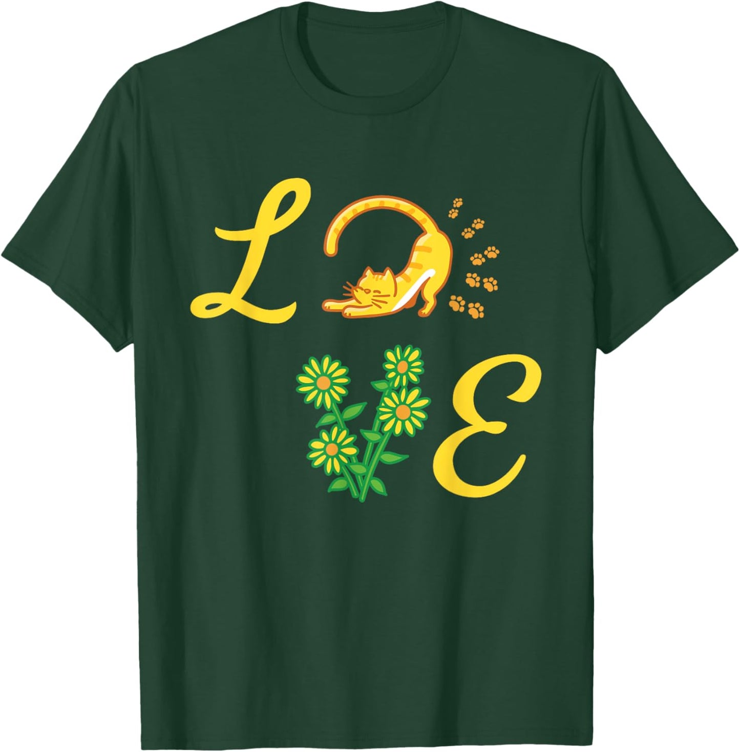 Sunflower Love Flora Cat Kitten Bouquet Florists Women Kids T-Shirt - T-Shirt | Forest