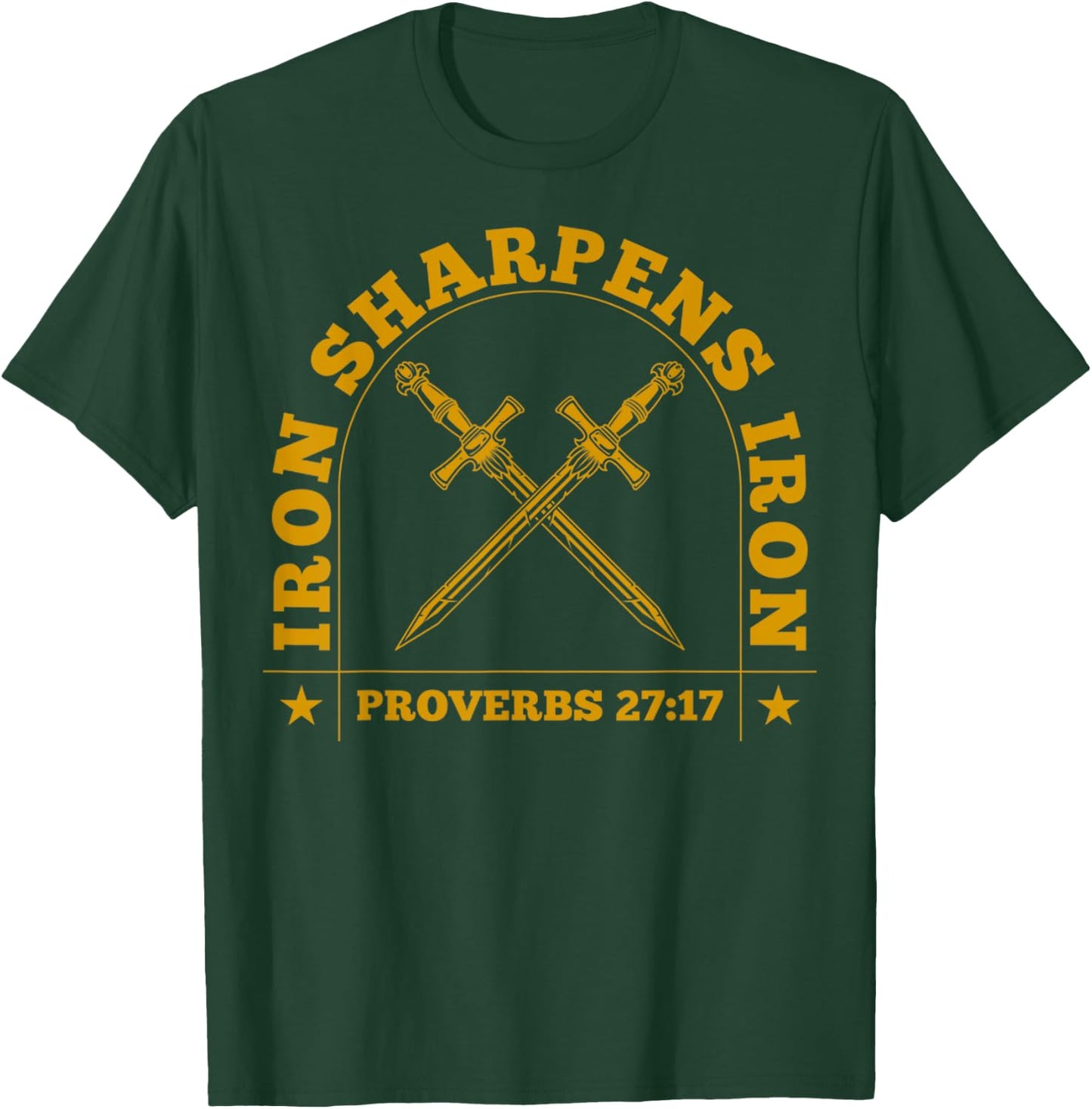 Vintage Iron Sharpens Iron Men Women Faith Religious Gift T-Shirt - T-Shirt | Forest