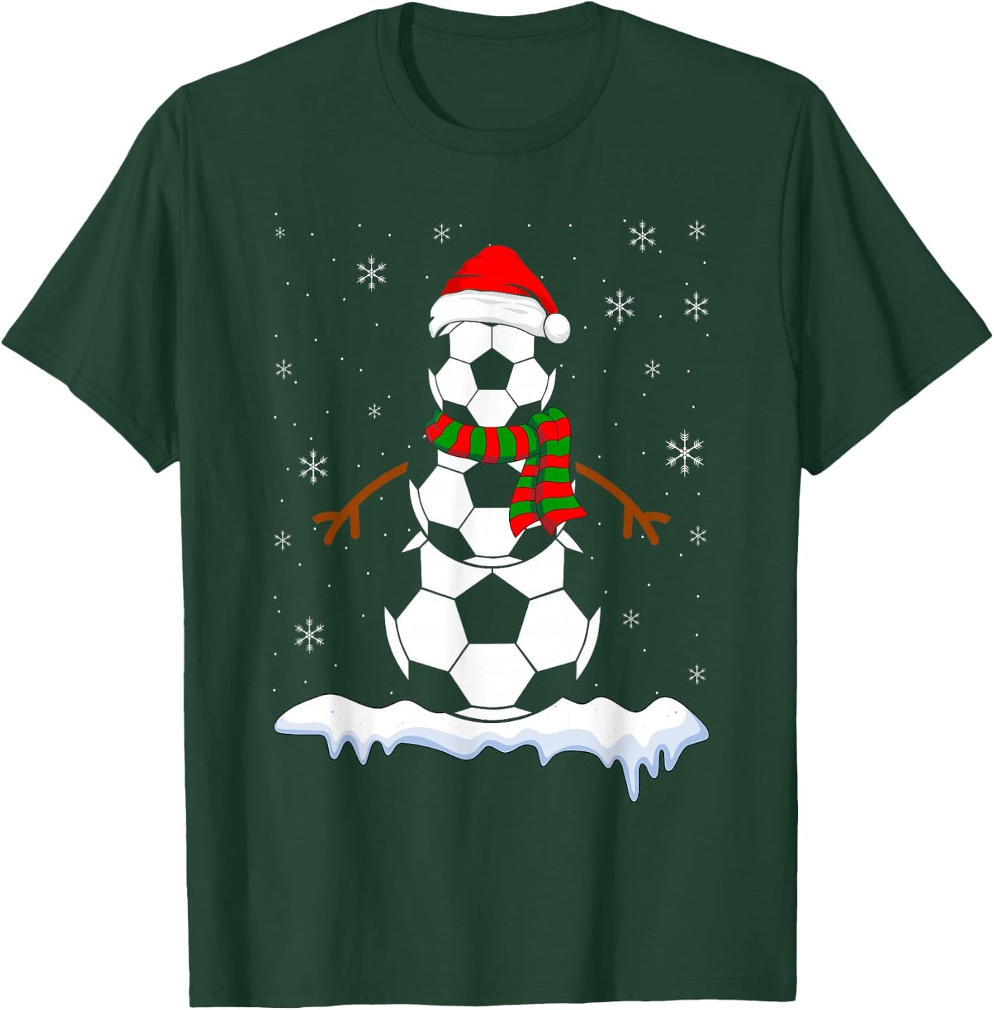 Funny Football Snowman for Boys Girls Christmas Soccer T-Shirt - T-Shirt | Forest