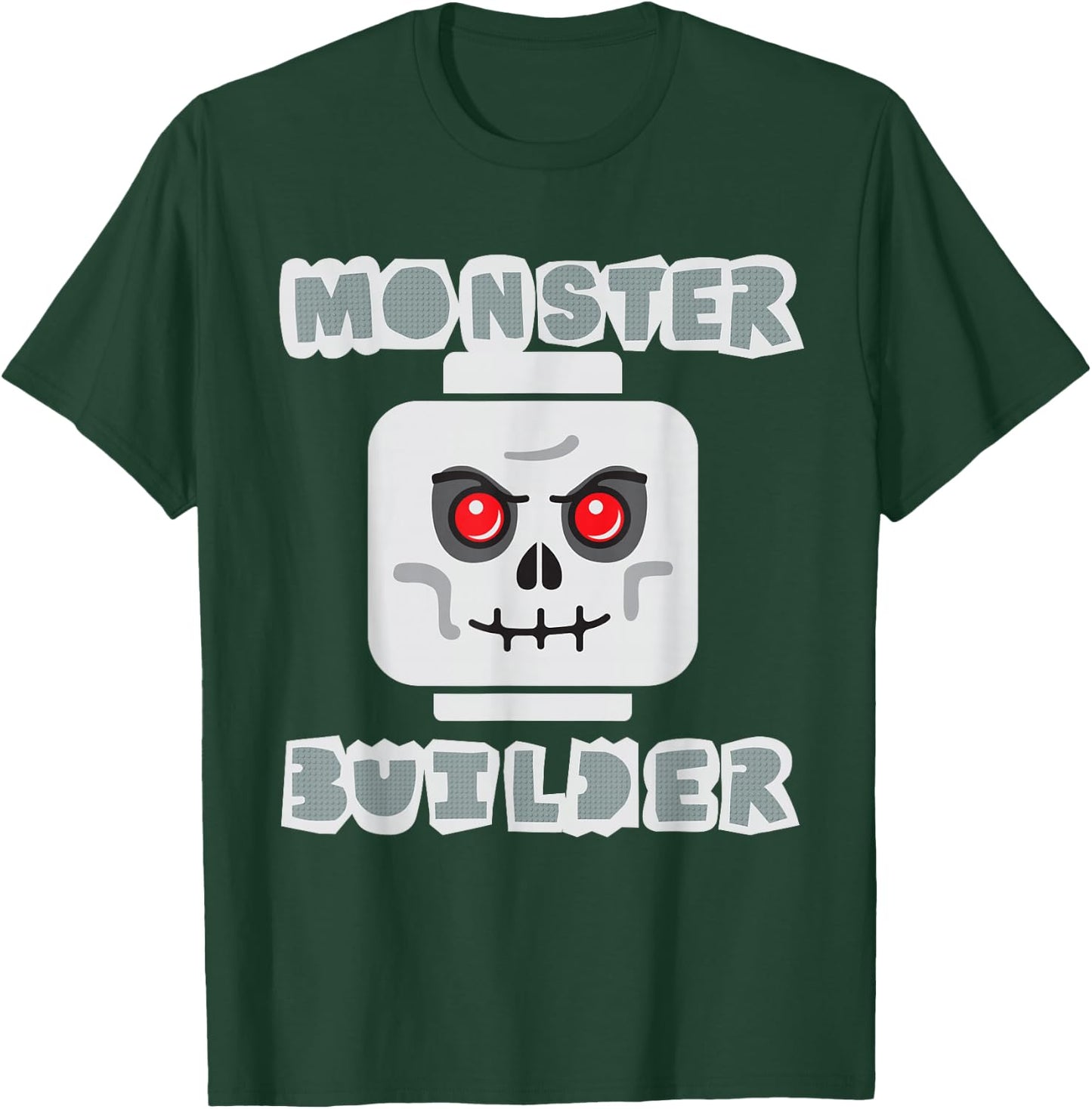 Halloween Building Bricks Monster Builder Skull Head funny T-Shirt - T-Shirt | Forest