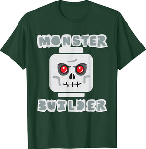 Halloween Building Bricks Monster Builder Skull Head funny T-Shirt - T-Shirt | Forest