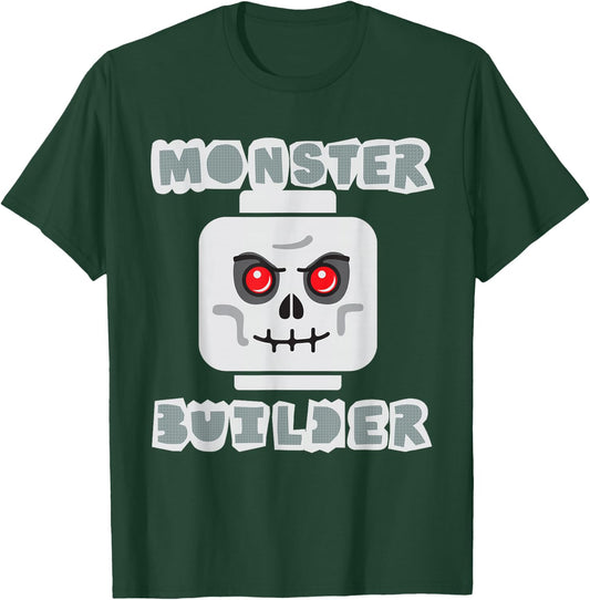 Halloween Building Bricks Monster Builder Skull Head funny T-Shirt - T-Shirt | Forest