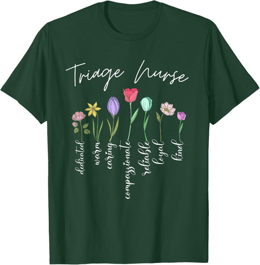 Triage nurse for girls women flowers Triage nurse floral T-Shirt - T-Shirt | Forest