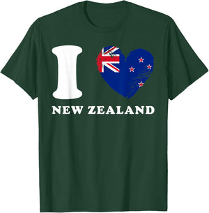 I Love New Zealand - Heart Flag New Zealand T-Shirt - T-Shirt | Forest