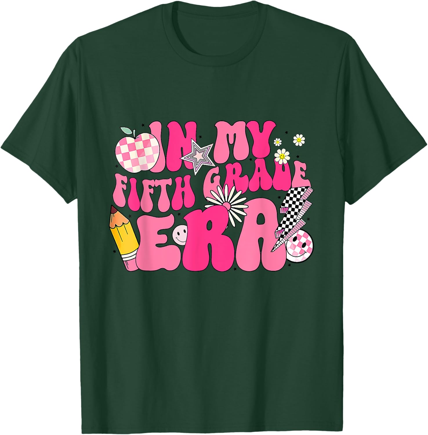 In My 5th Grade Era Groovy Last Day Of Fifth Grade Graduate T-Shirt - T-Shirt | Forest