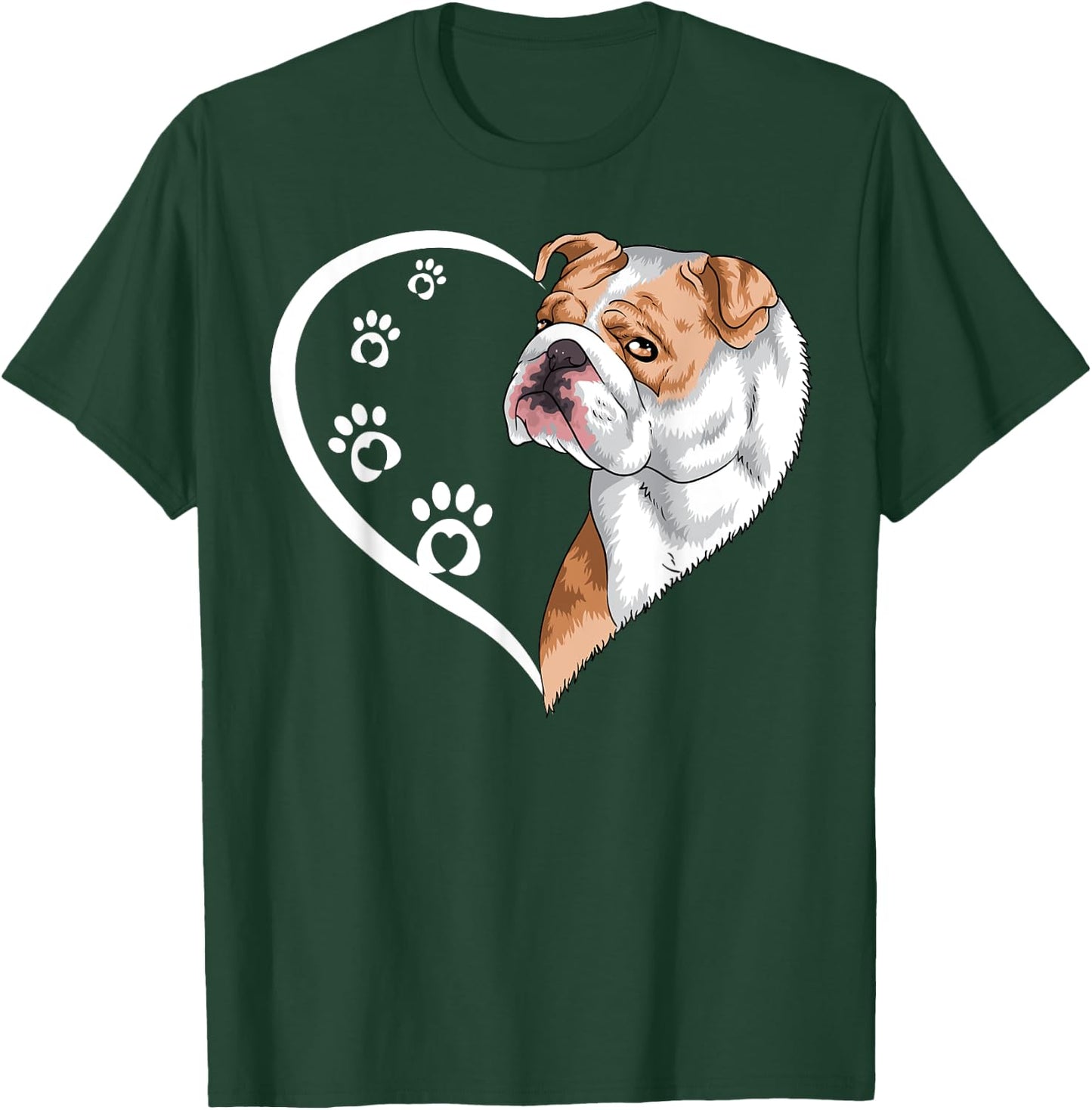 English Bulldog Shirts Girls Kids Heart Cute T-Shirt - T-Shirt | Forest