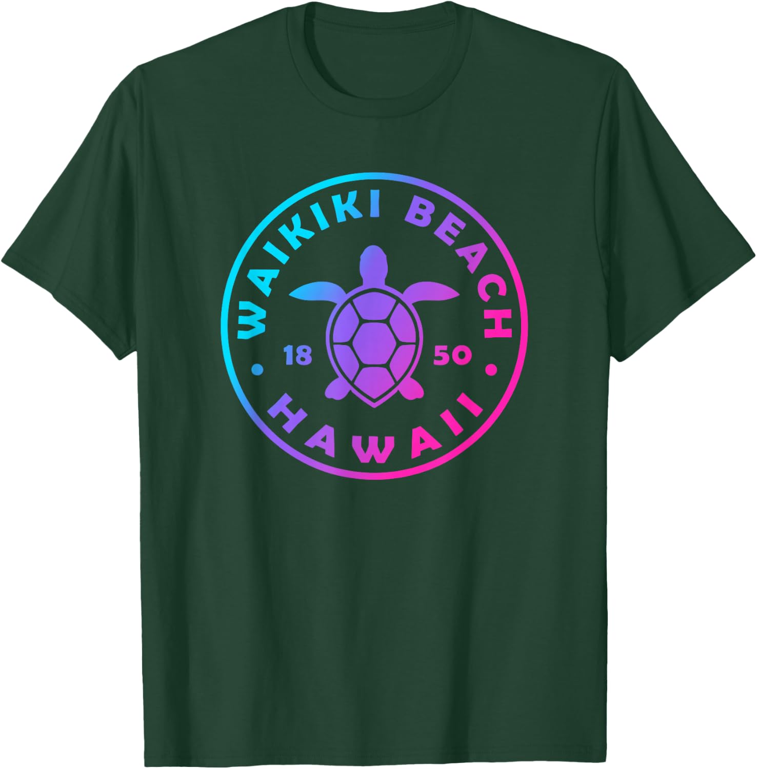 Waikiki Beach Hawaii Sea Turtle Tie Dye Boys Girls Kids T-Shirt - T-Shirt | Forest