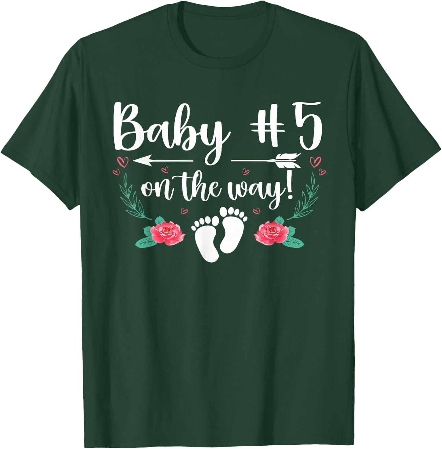 Baby Number 5 On The Way Pregnancy Gender Reveal Party T-Shirt - T-Shirt | Forest