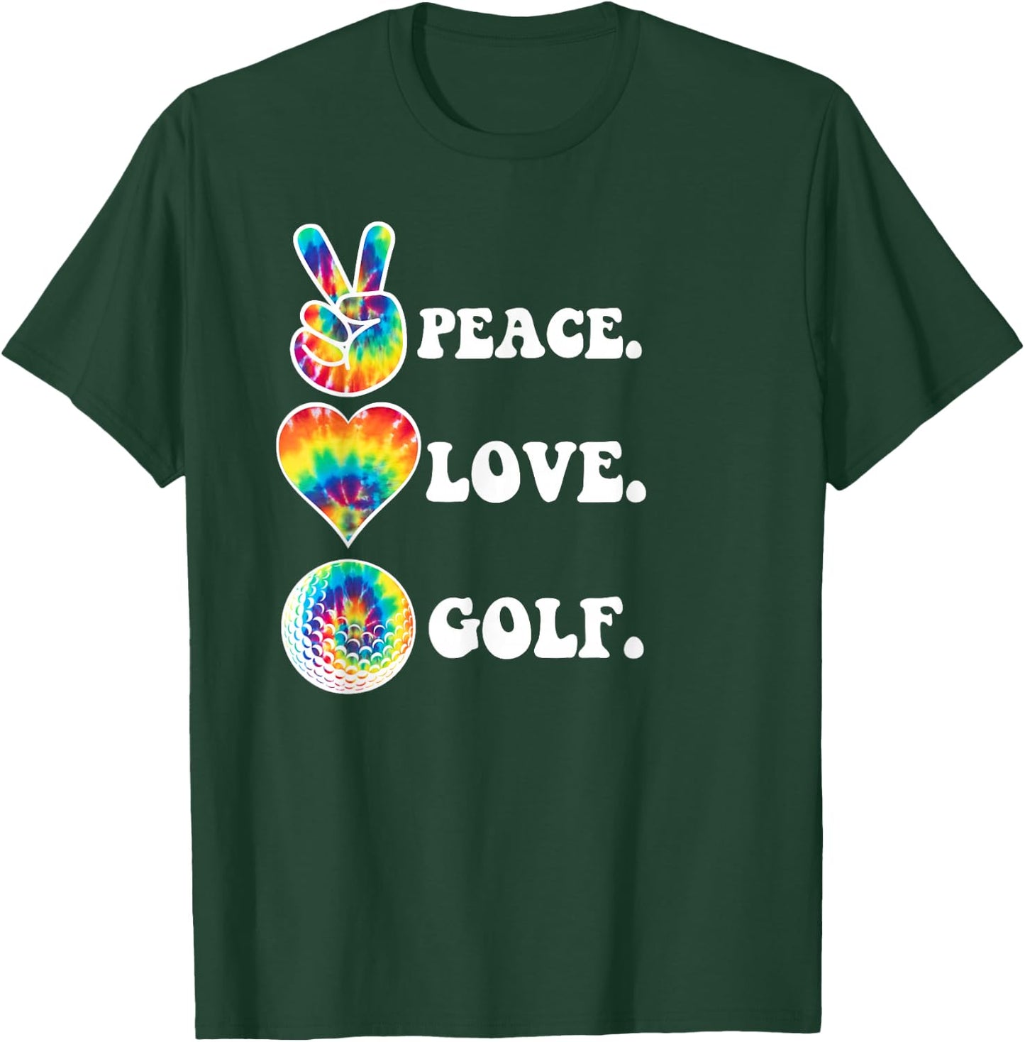 Peace Love Golf Funny Tie Dye Golf Lovers T-Shirt - T-Shirt | Forest