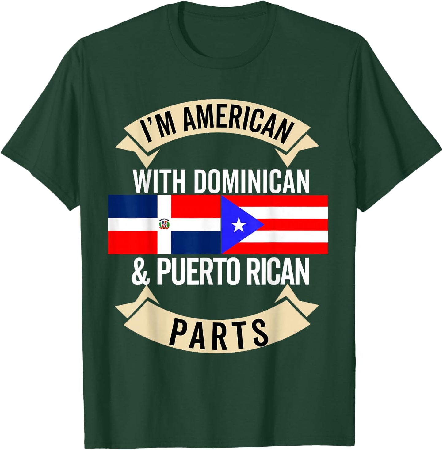 Half Dominican Half Puerto Rican Flag Domirican DomiBori T-Shirt - T-Shirt | Forest