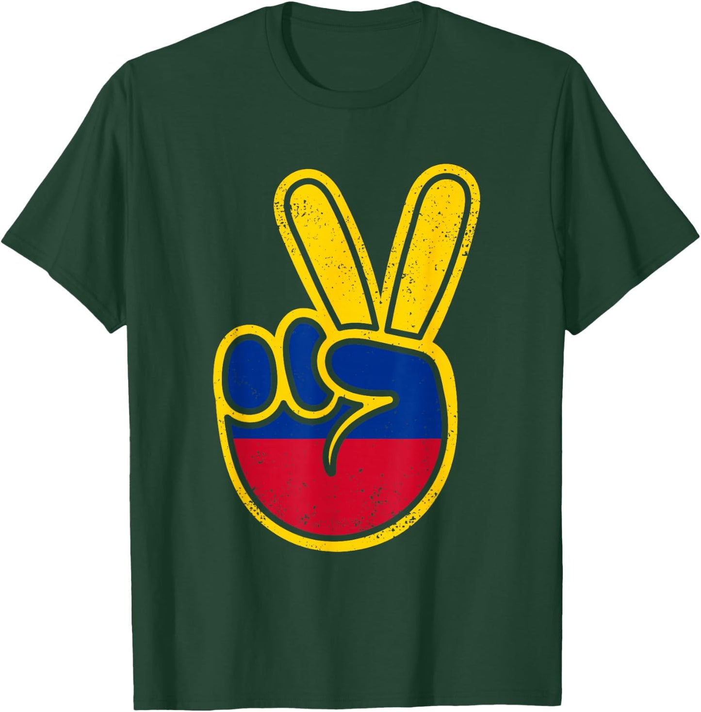 Colombia Flag Peace Sign Funny Retro Vintage Boys Colombian T-Shirt - T-Shirt | Forest