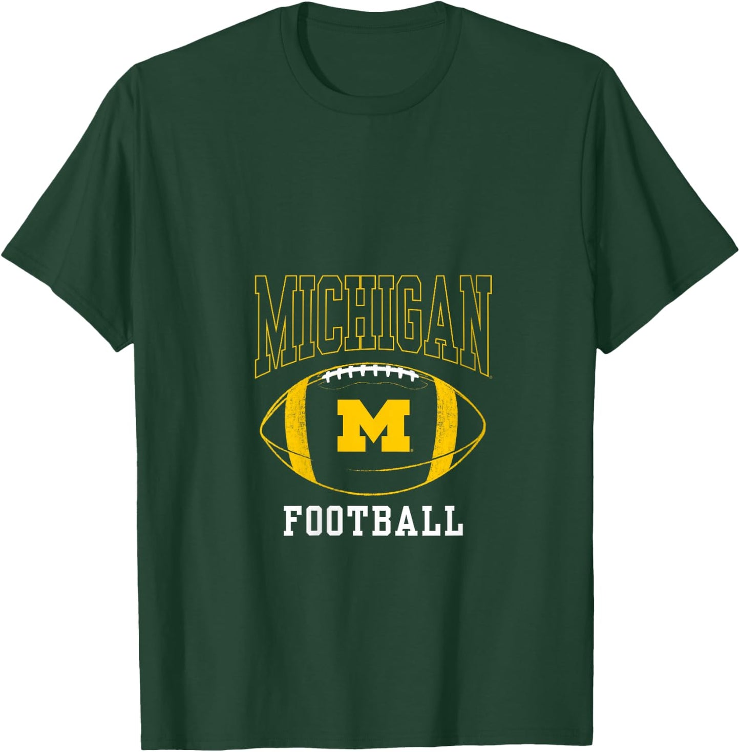 University of Michigan Wolverines U of M Football Ball V-Neck T-Shirt - T-Shirt | Forest