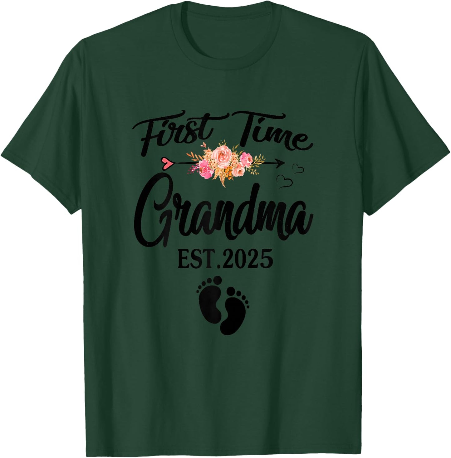 First Time Grandma 2025 Mothers Day Promoted To Grandma 2025 T-Shirt - T-Shirt | Forest