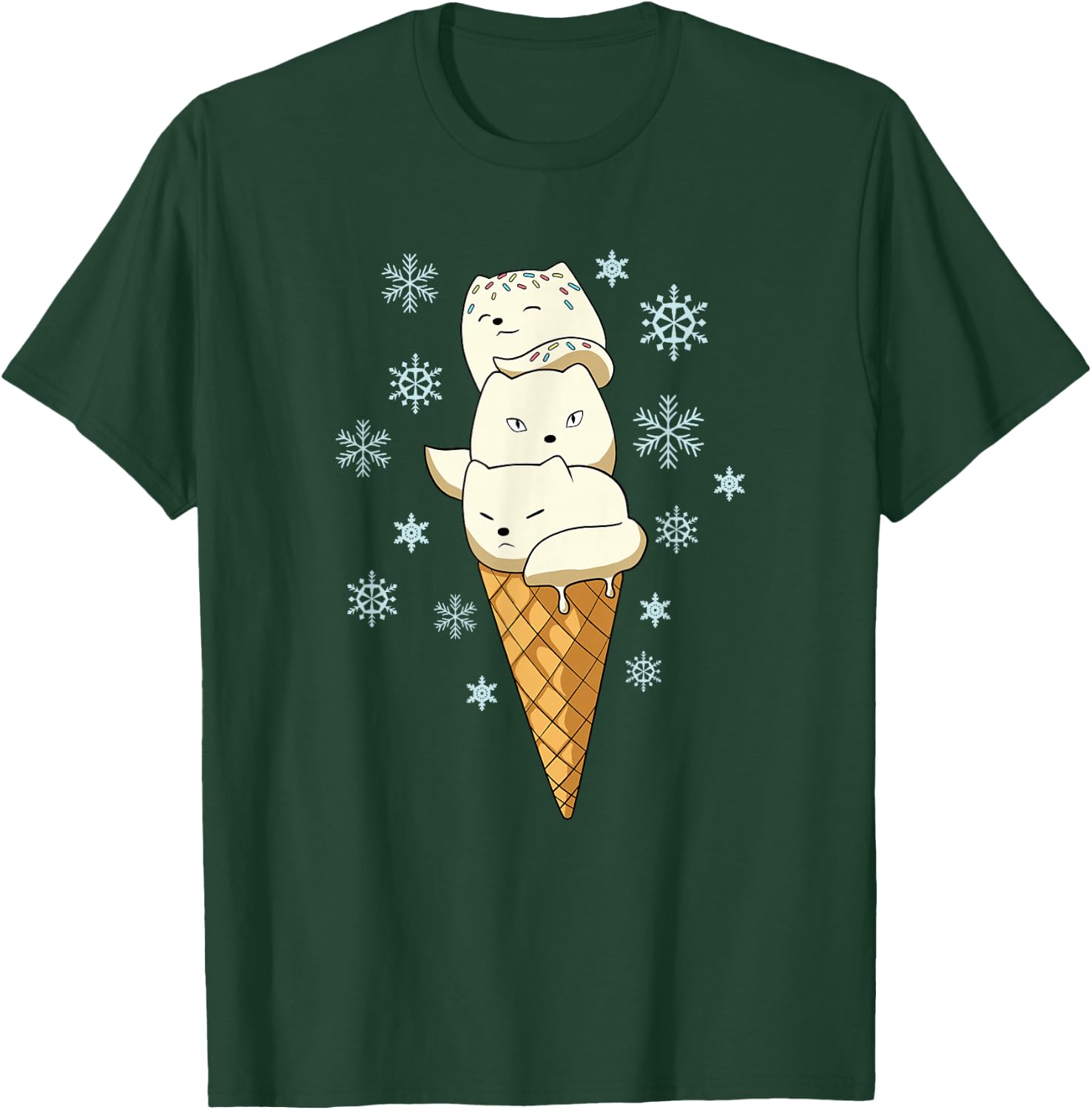 Polar Fox Ice Cream in Waffle Gift T-Shirt - T-Shirt | Forest