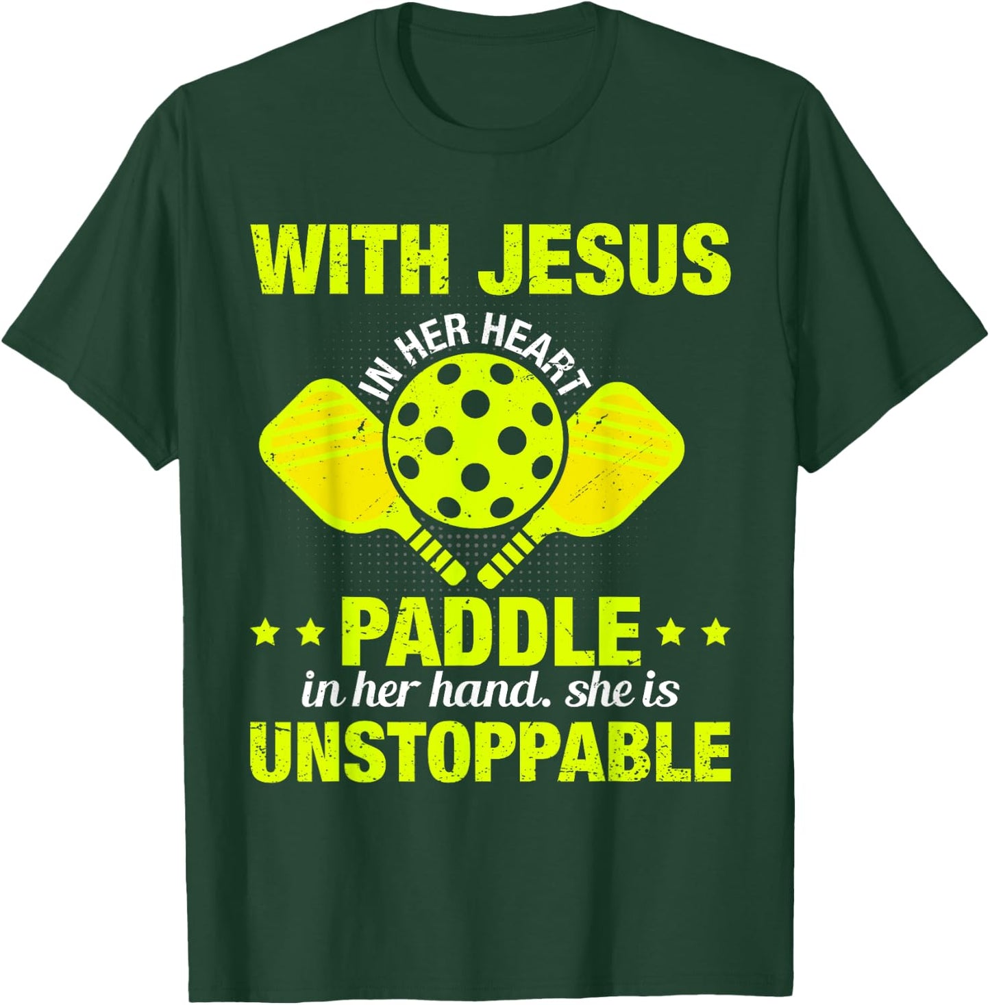 Christian Pickleball Girl Women Religious Jesus Pickleball T-Shirt - T-Shirt | Forest