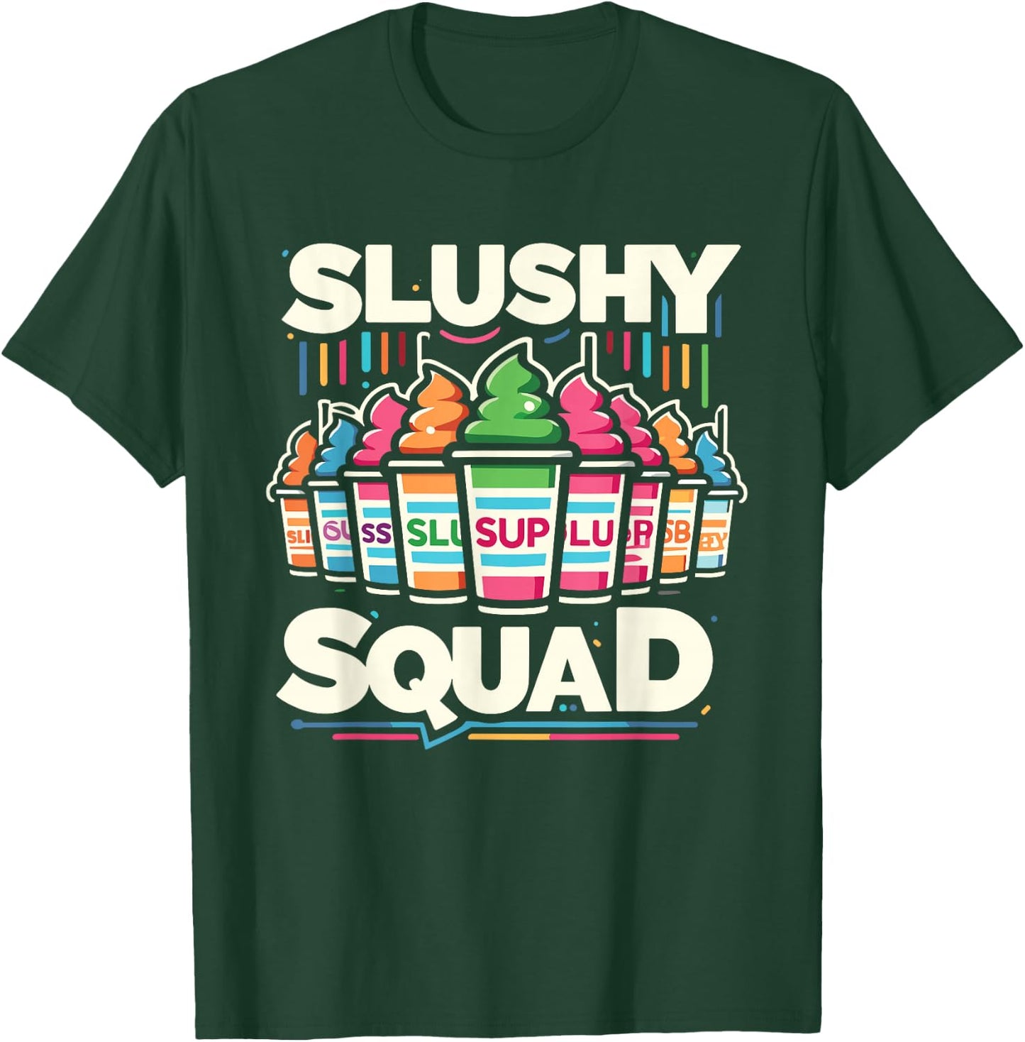 Slushy Squad Retro Rainbow Line-Up T-Shirt - T-Shirt | Forest