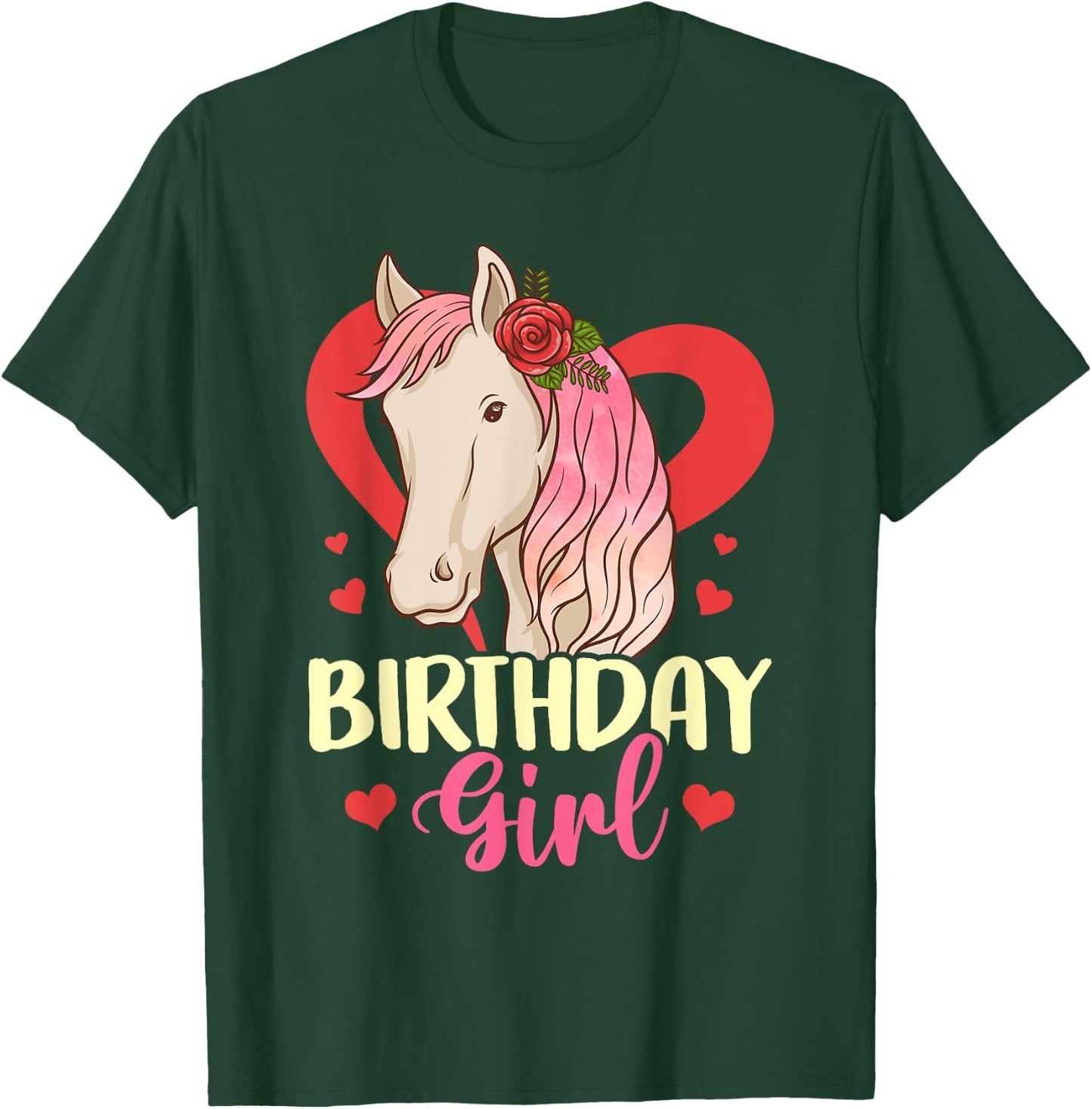 Birthday Girl Horse Party Gift Family T-Shirt - T-Shirt | Forest