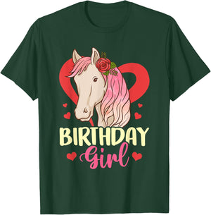 Birthday Girl Horse Party Gift Family T-Shirt - T-Shirt | Forest