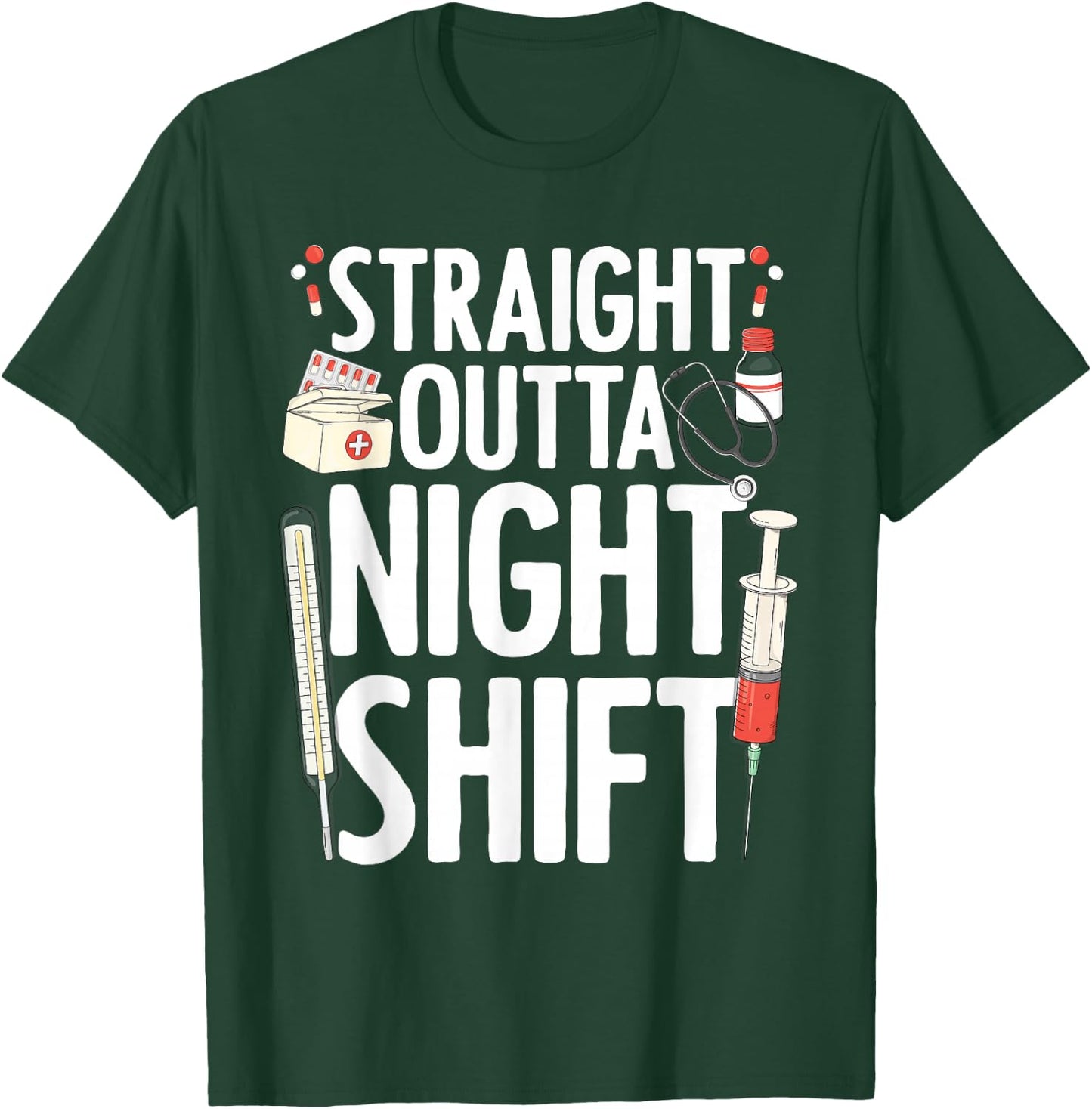 Night Shift Nurse Women Emergency Registered Nurse T-Shirt - T-Shirt | Forest